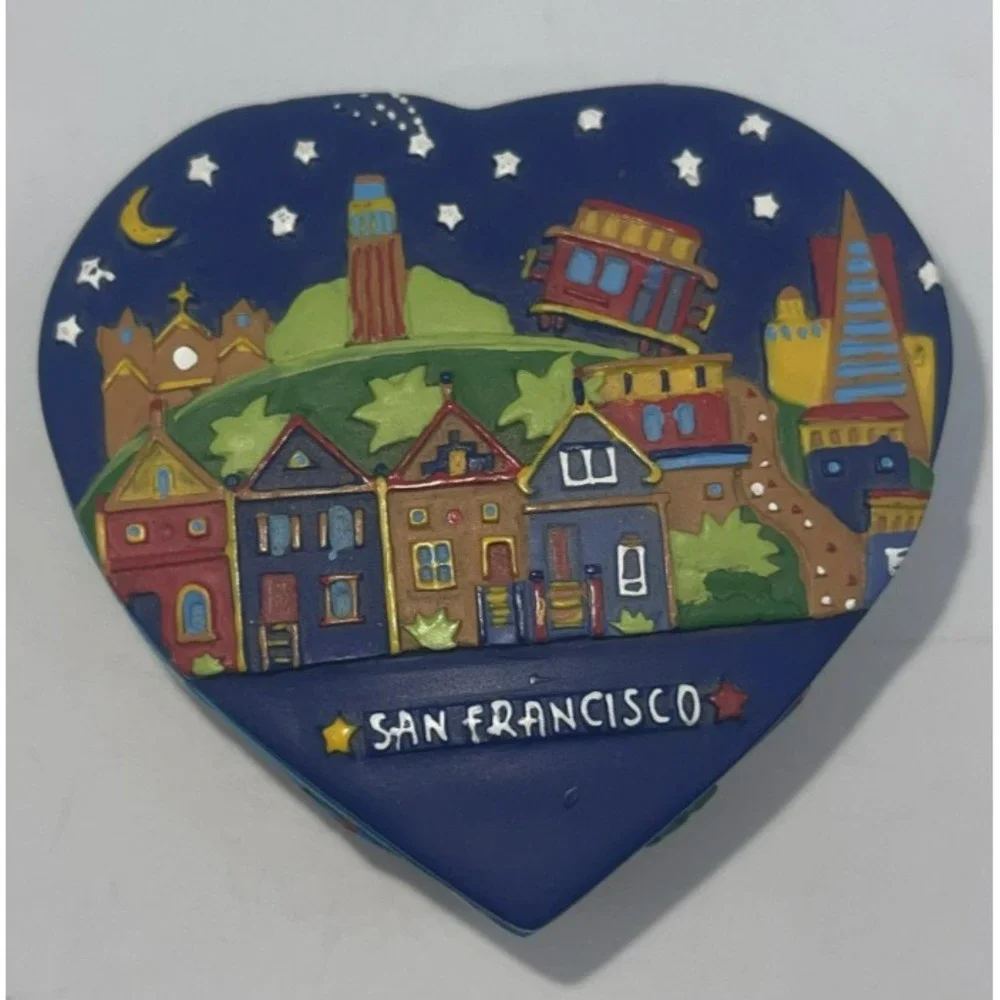 San Francisco Trinket Jewelry Box Resin Colorful Heart‎ Shaped 3